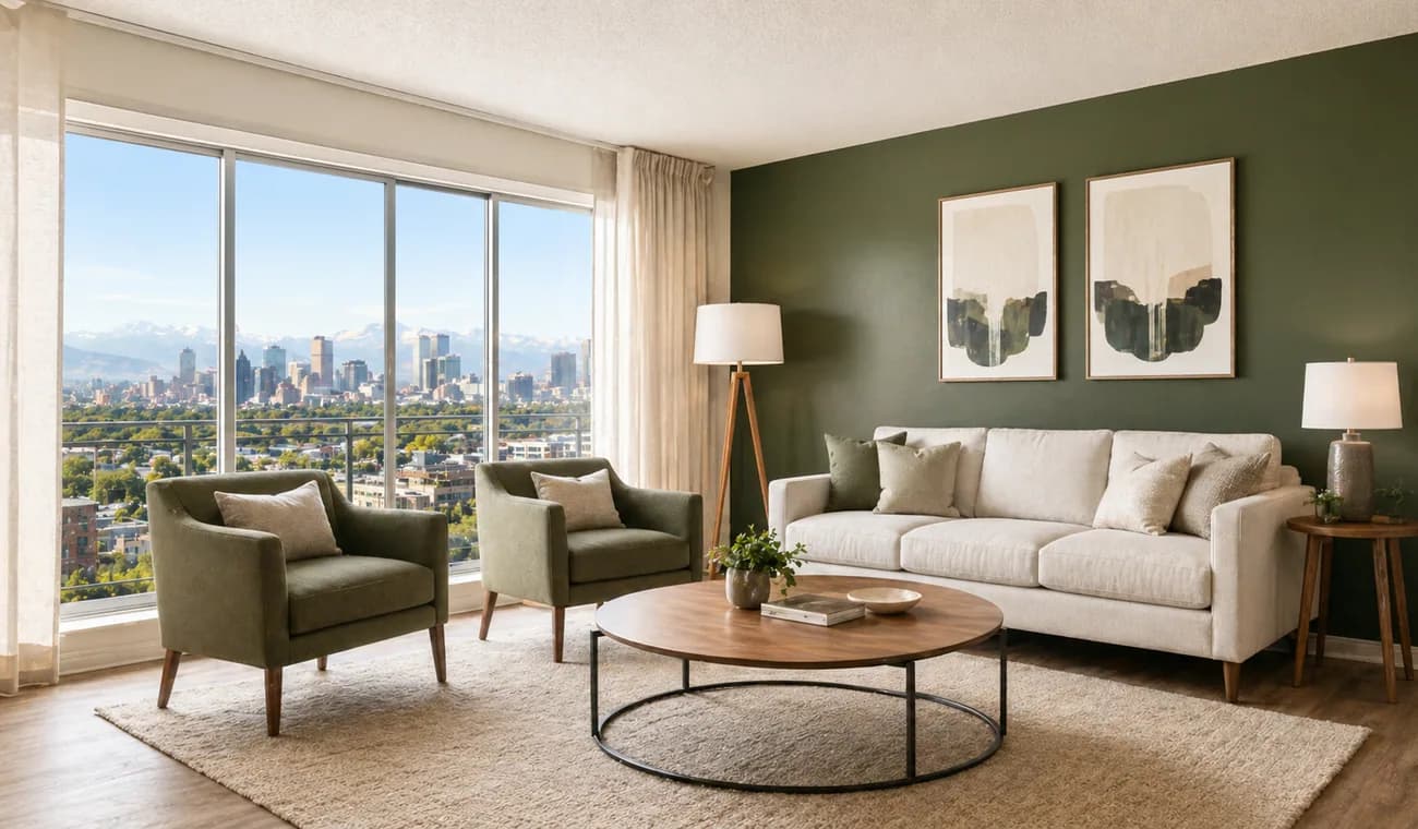 Renovated Denver-area apartment living room